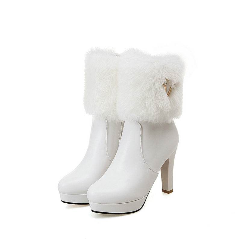 Autumn And Winter Short Boots Snow Female Buskin Female Boots Chunky Heel Booties - MYLUXURY LANE ENTERPRISE