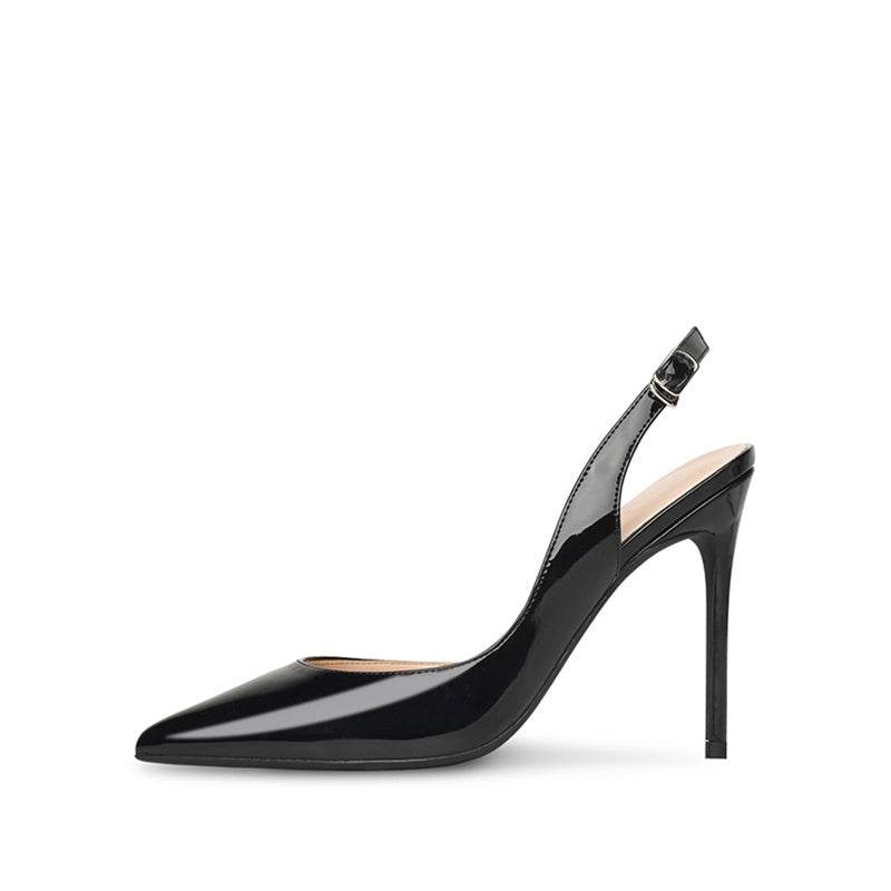 High Heel Sandals Women Black Patent Leather Pointed Toe Stiletto - MYLUXURY LANE ENTERPRISE