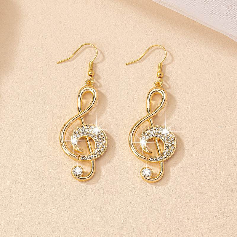 Female Gemstone Note Exaggerated Personality Earrings - MYLUXURY LANE ENTERPRISE