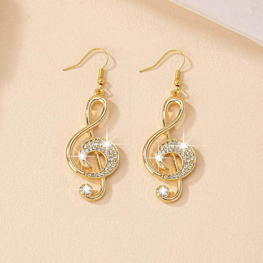 Female Gemstone Note Exaggerated Personality Earrings - MYLUXURY LANE ENTERPRISE