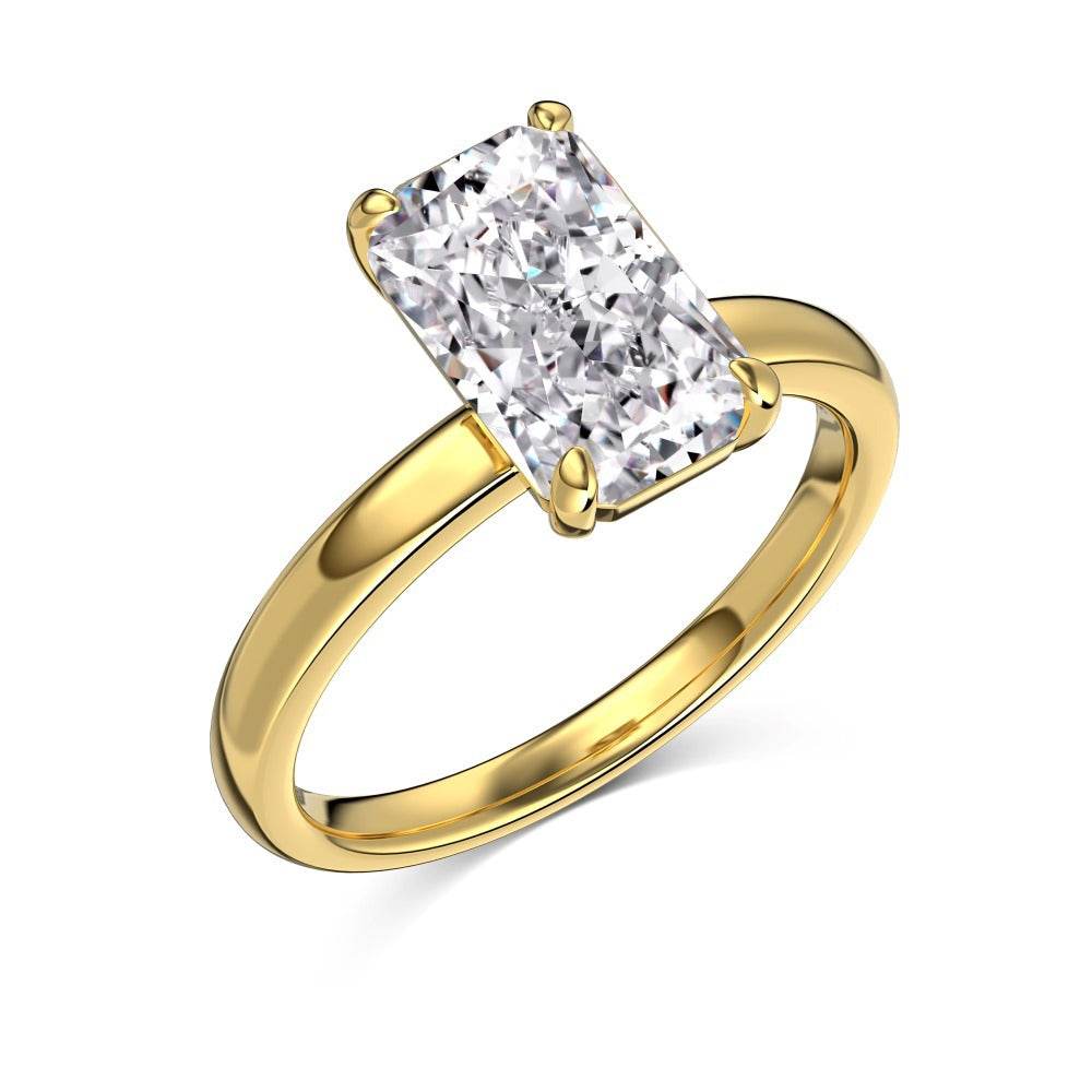 S925 Sterling Silver White Rectangular 8A Ice Flower Cut Single Diamond Simple Design Fashion High Sense Ring - MYLUXURY LANE ENTERPRISE