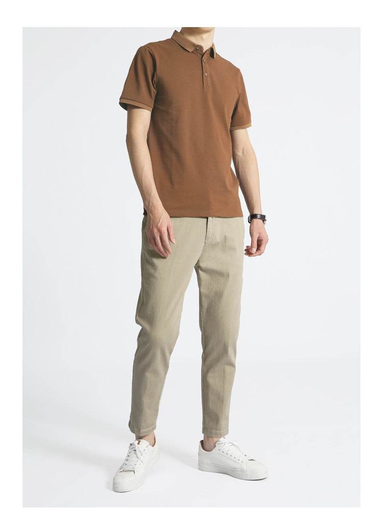 Solid Color Men's Business Short Sleeve Lapel T-shirt - MYLUXURY LANE ENTERPRISE