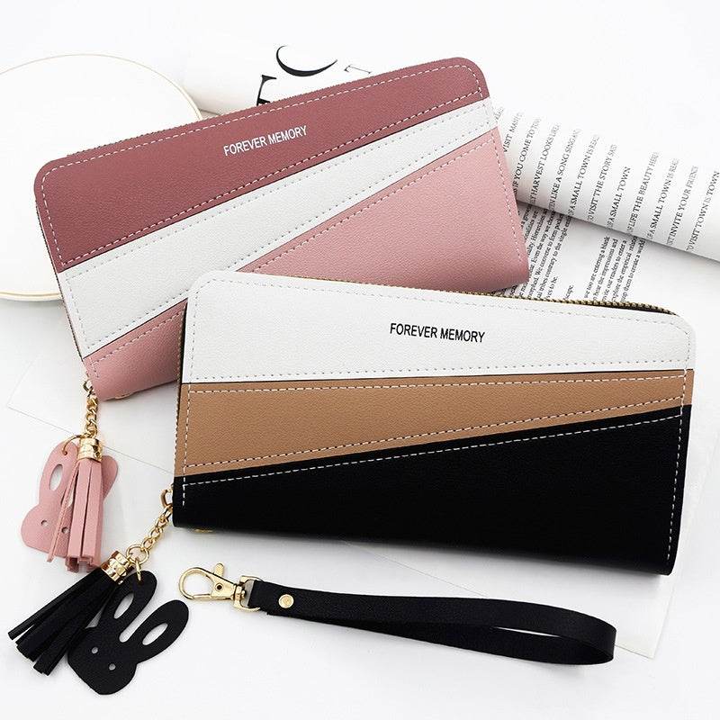 Simple Long Color Matching Fashion Coin Purse Card Holder Handbag - MYLUXURY LANE ENTERPRISE