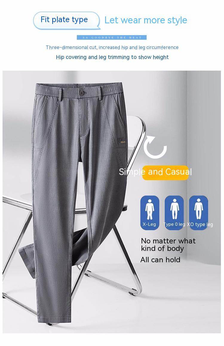 Men's Tencel Straight Trousers Slim Fit Skinny Pants - MYLUXURY LANE ENTERPRISE