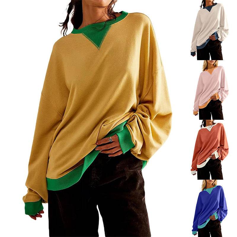 Loose Casual Contrast Color Sweater For Women - MYLUXURY LANE ENTERPRISE