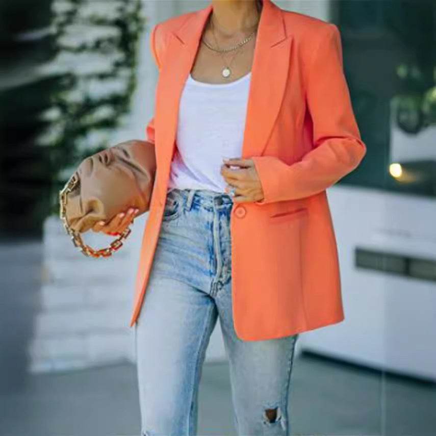 Solid Color Lapel Long Sleeve Small Suit Jacket - MYLUXURY LANE ENTERPRISE