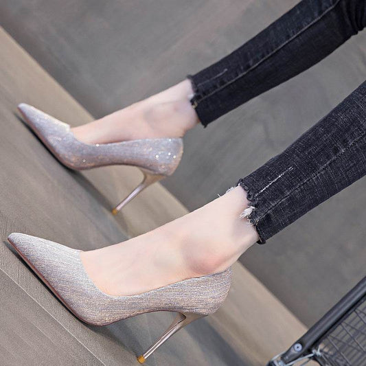 Pointed Non-tiring Feet Black Commuter Workplace High Heels - MYLUXURY LANE ENTERPRISE