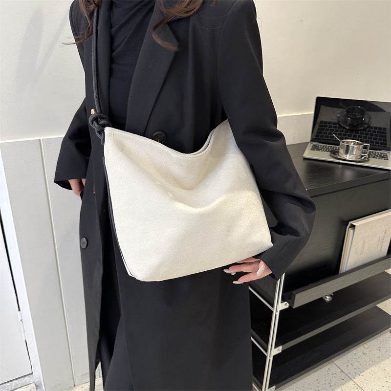 Large Capacity Frosted Suede Fashion Casual Shoulder Underarm Tote Handbag - MYLUXURY LANE ENTERPRISE
