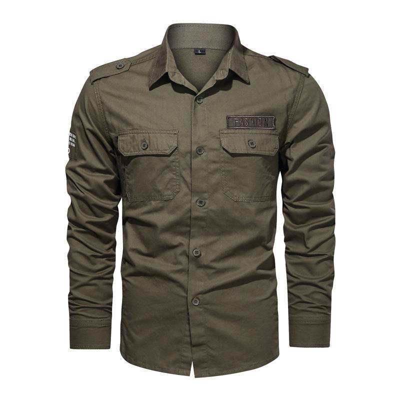 Men's Loose Long Sleeve Pocket Solid Color Shirt - MYLUXURY LANE ENTERPRISE