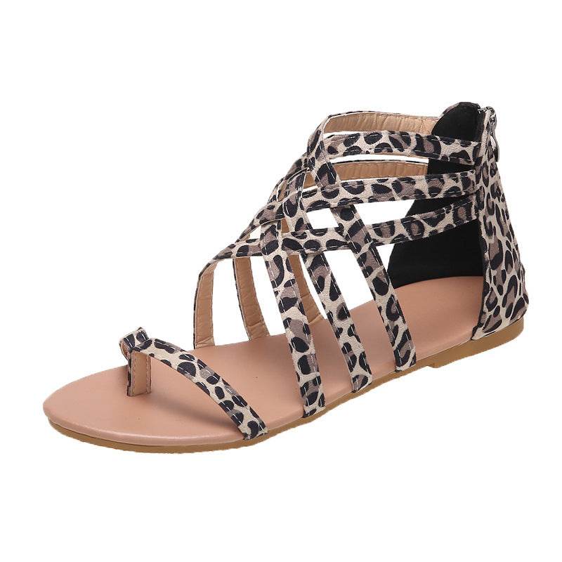 Women's Woven Cross Strap Back Zipper Sandals - MYLUXURY LANE ENTERPRISE
