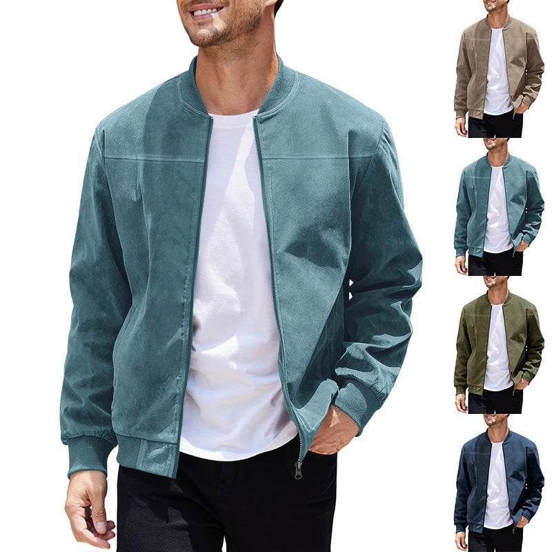 Men's Suede Solid Color Casual Retro Jacket - MYLUXURY LANE ENTERPRISE