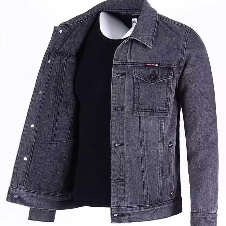 Men's Loose-fitting Workwear Jacket Lapel Denim Jacket - MYLUXURY LANE ENTERPRISE