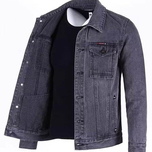 Men's Loose-fitting Workwear Jacket Lapel Denim Jacket - MYLUXURY LANE ENTERPRISE
