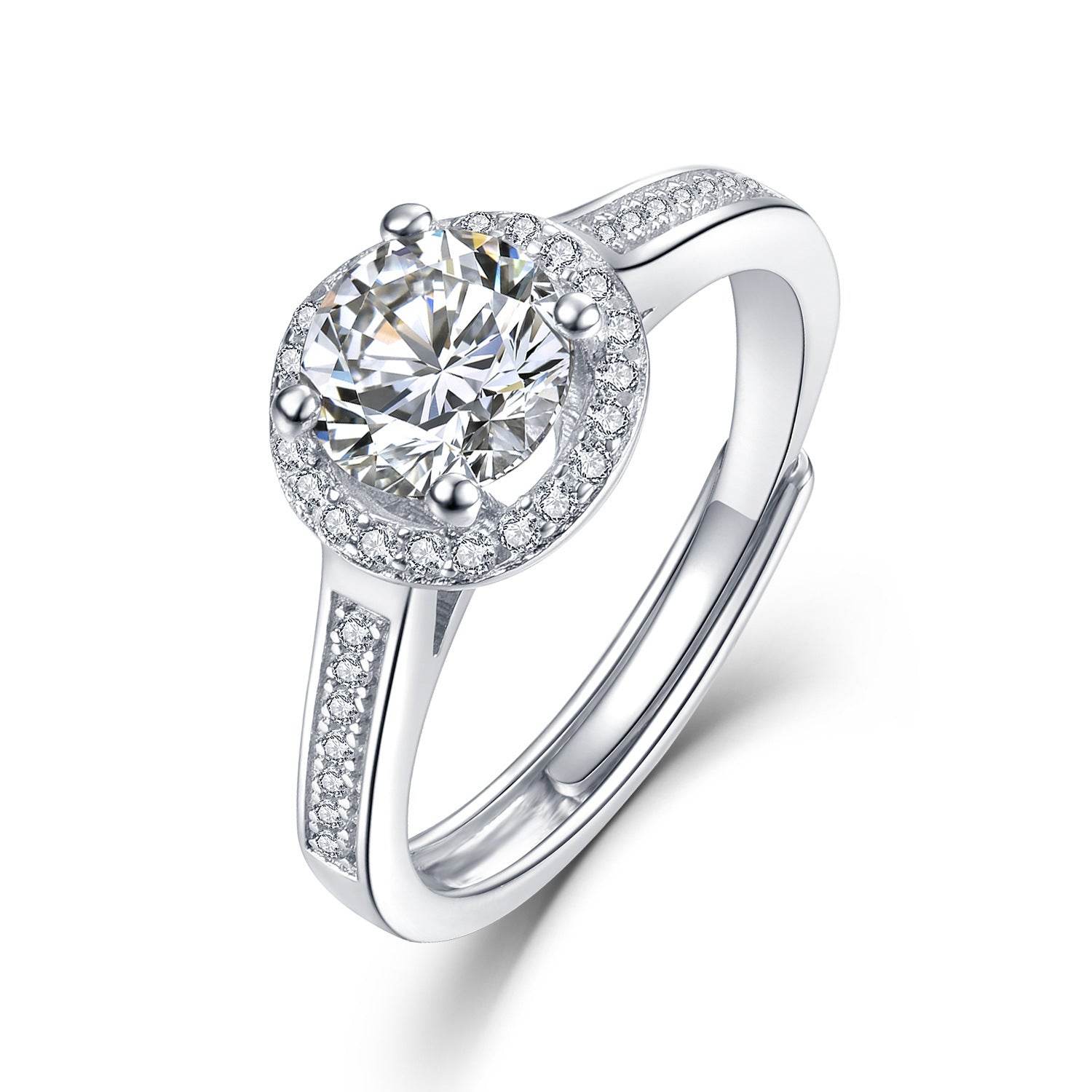 Diamond Silver Ring D Color 1 Carat Half Country S925 Silver Ring Setting - MYLUXURY LANE ENTERPRISE