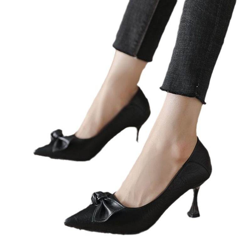 Pointed Temperament Black Soft Leather Shoes - MYLUXURY LANE ENTERPRISE