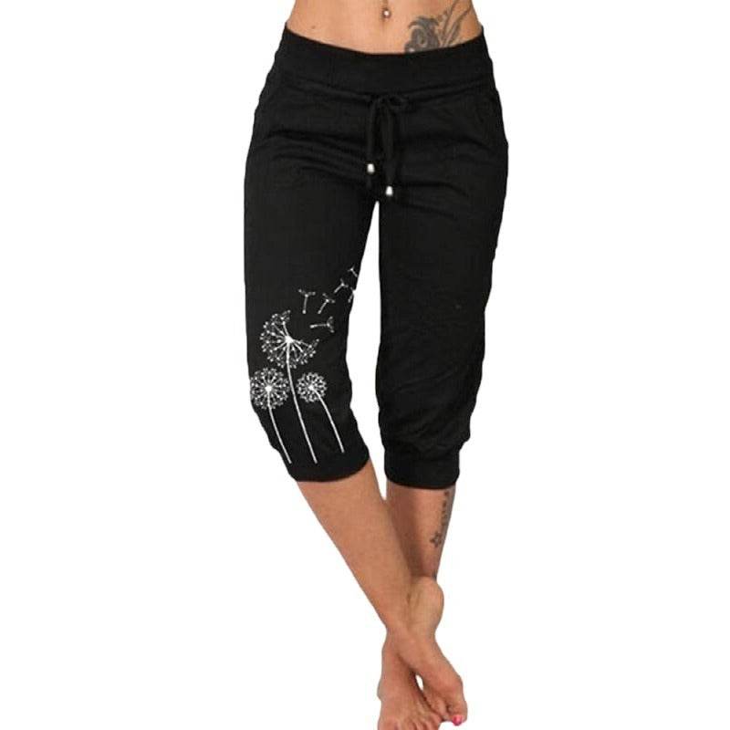 Casual Fashion Printing Loose High Waist Lace-up Cropped Pants - MYLUXURY LANE ENTERPRISE