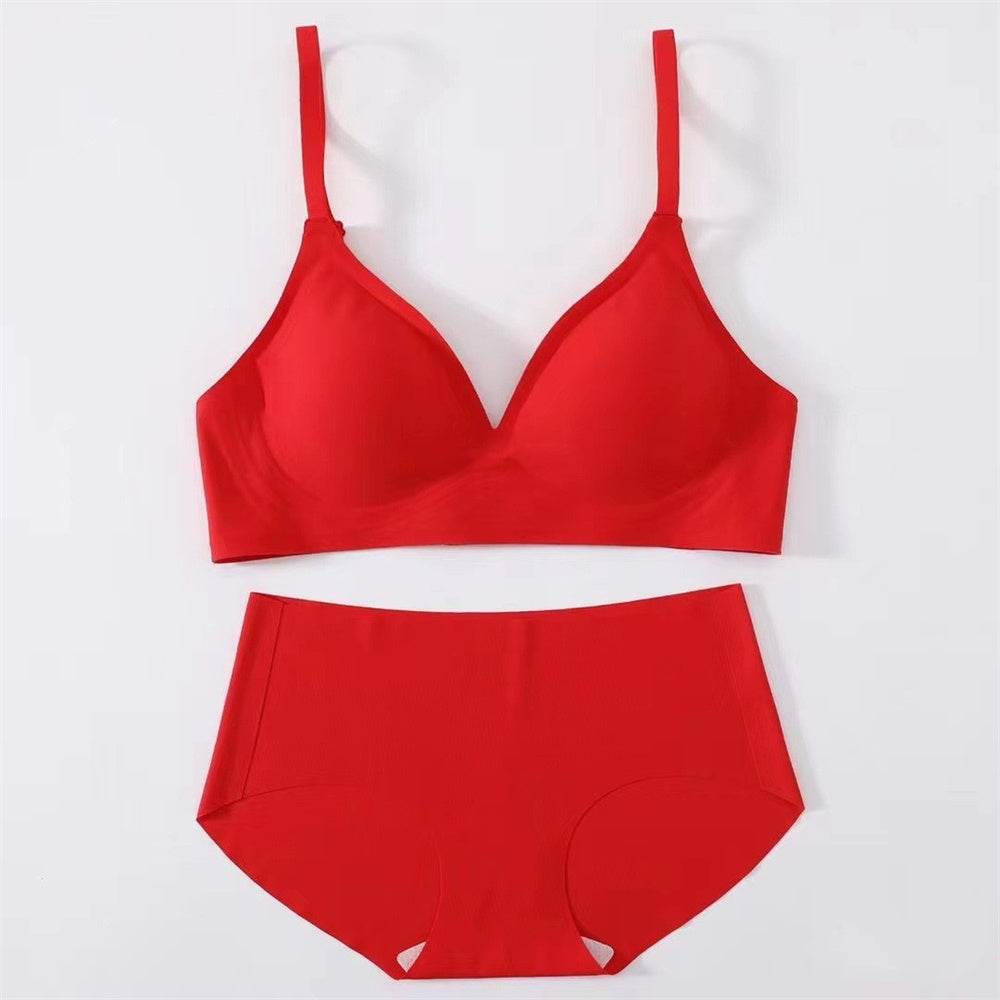 Korean Naked Extended Bra Set Ladies' Traceless Rim-free Underwear Thickened Small Breasts Gathering - MYLUXURY LANE ENTERPRISE