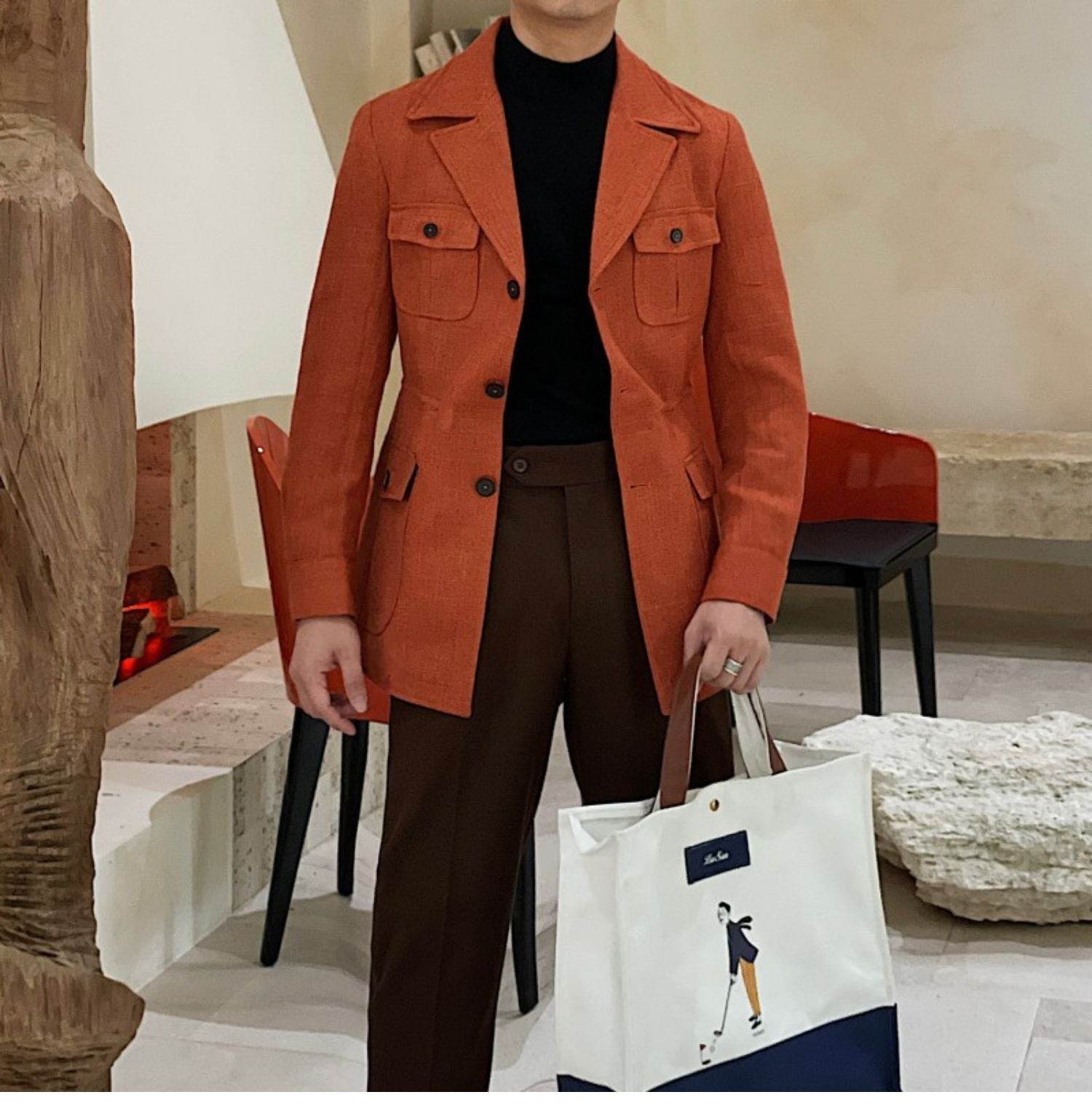 Retro Waist Cinching Casual Slim Fit Jacket, Suit Jacket For Men - MYLUXURY LANE ENTERPRISE