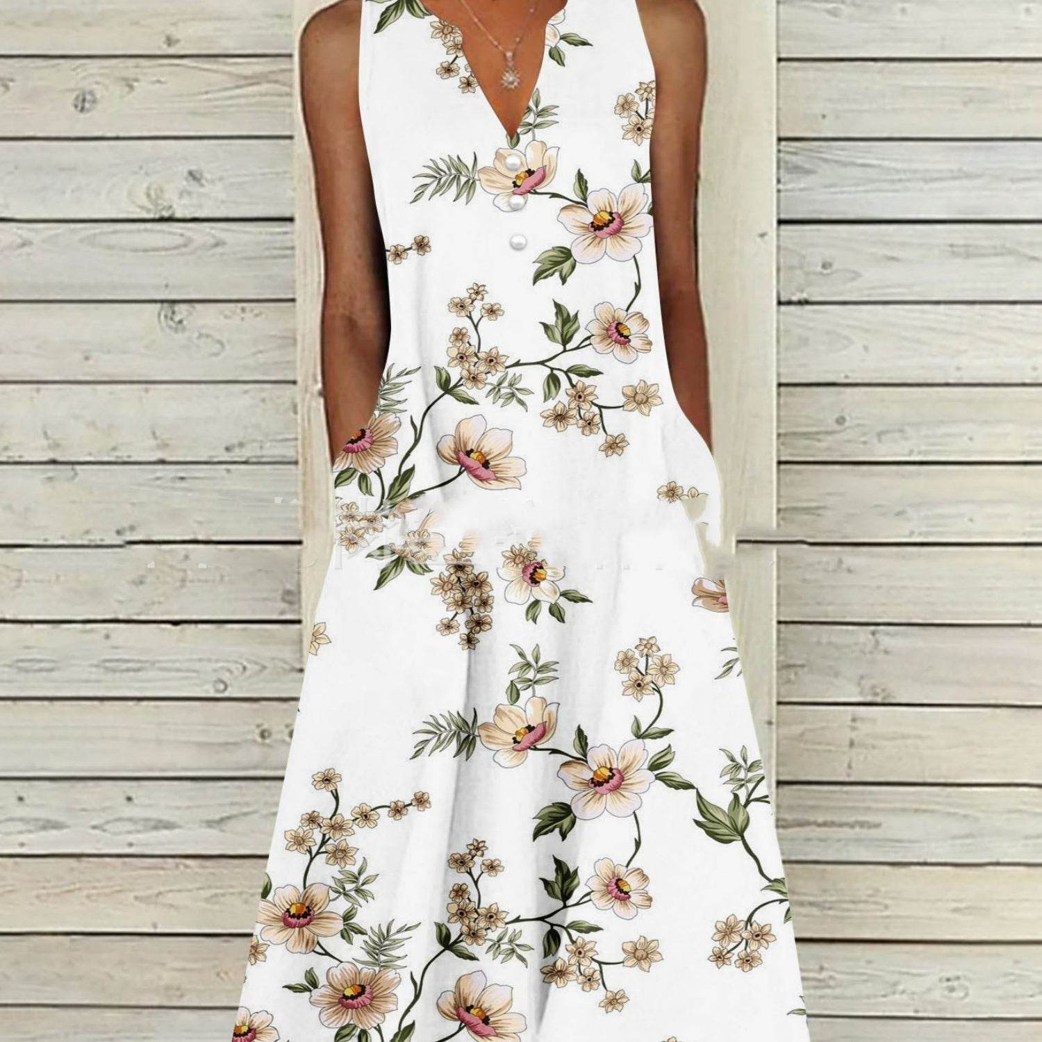 Ladies Sleeveless Printed Long Dress - MYLUXURY LANE ENTERPRISE