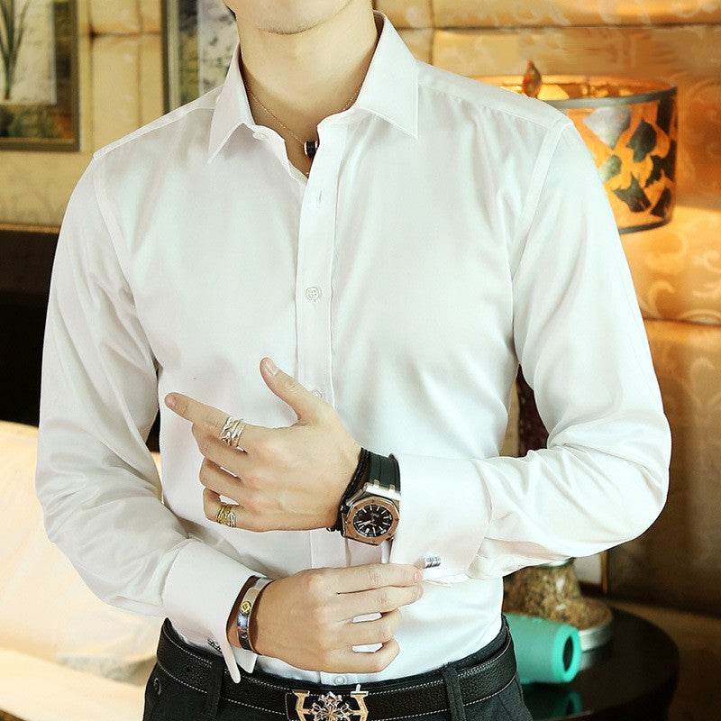 Men's Long-sleeved Shirt Business Pure Color - MYLUXURY LANE ENTERPRISE