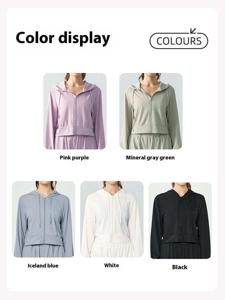 Women's Long-sleeved Zipper Cardigan Hooded Running Sports Workout Clothes - MYLUXURY LANE ENTERPRISE