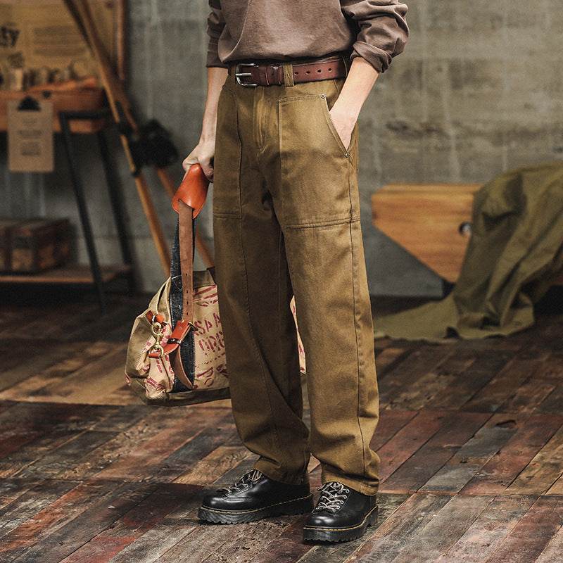 Retro Army Green Casual Pants Men's Loose Straight Cargo Pants - MYLUXURY LANE ENTERPRISE