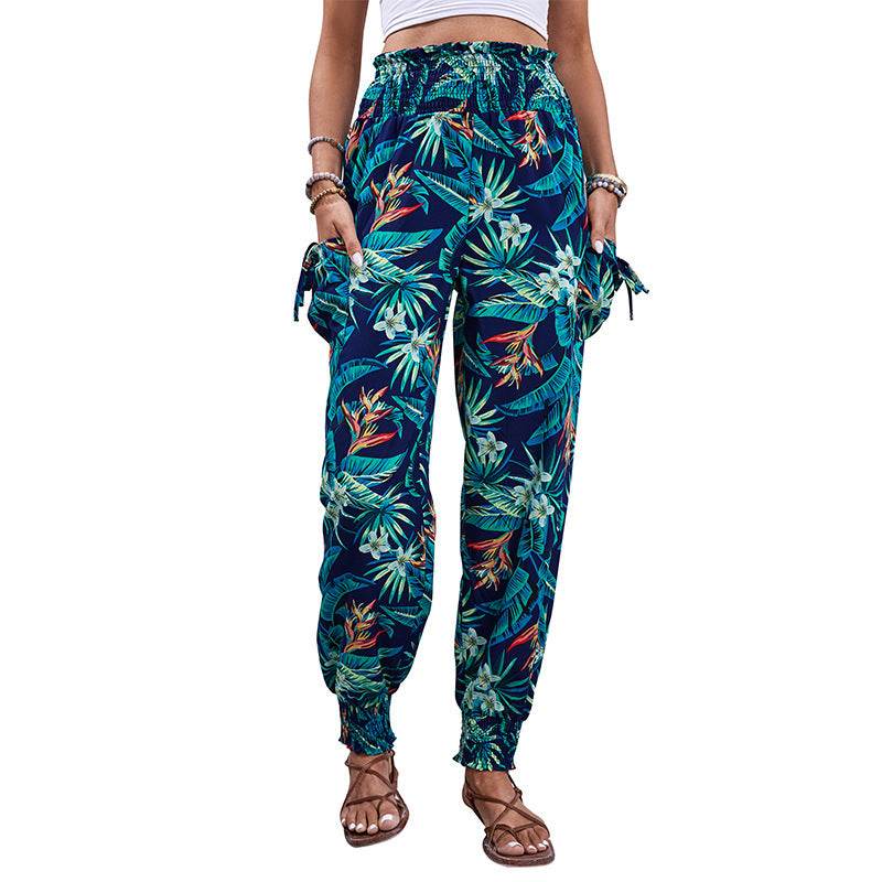 Women's Tropical Printed Ankle-tied Trousers - MYLUXURY LANE ENTERPRISE