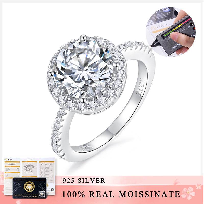 Round Bag Full Diamond S925 Silver 18K Gold Plating Mosanite Diamond Ring Female - MYLUXURY LANE ENTERPRISE