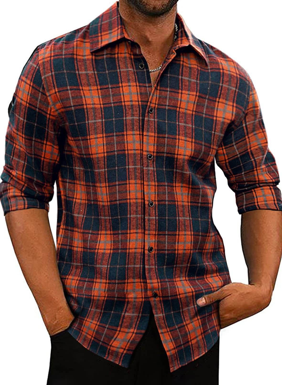 New Men's Plaid Lapel Shirt - MYLUXURY LANE ENTERPRISE