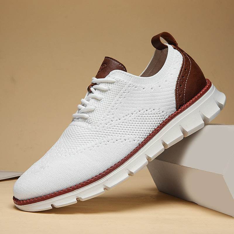 British Brogue Casual Men's Shoes Fashionable Flying Woven Surface Breathable Lightweight Sneaker - MYLUXURY LANE ENTERPRISE