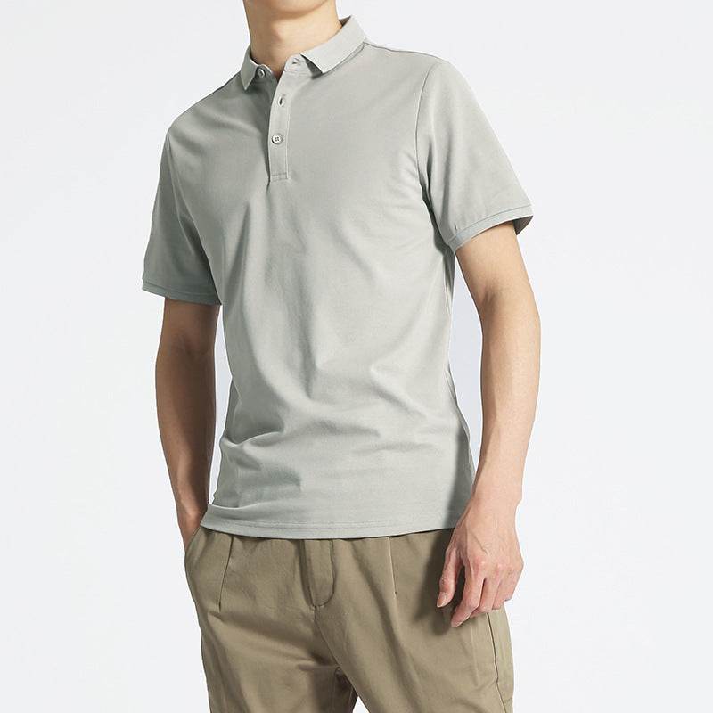 Solid Color Men's Business Short Sleeve Lapel T-shirt - MYLUXURY LANE ENTERPRISE