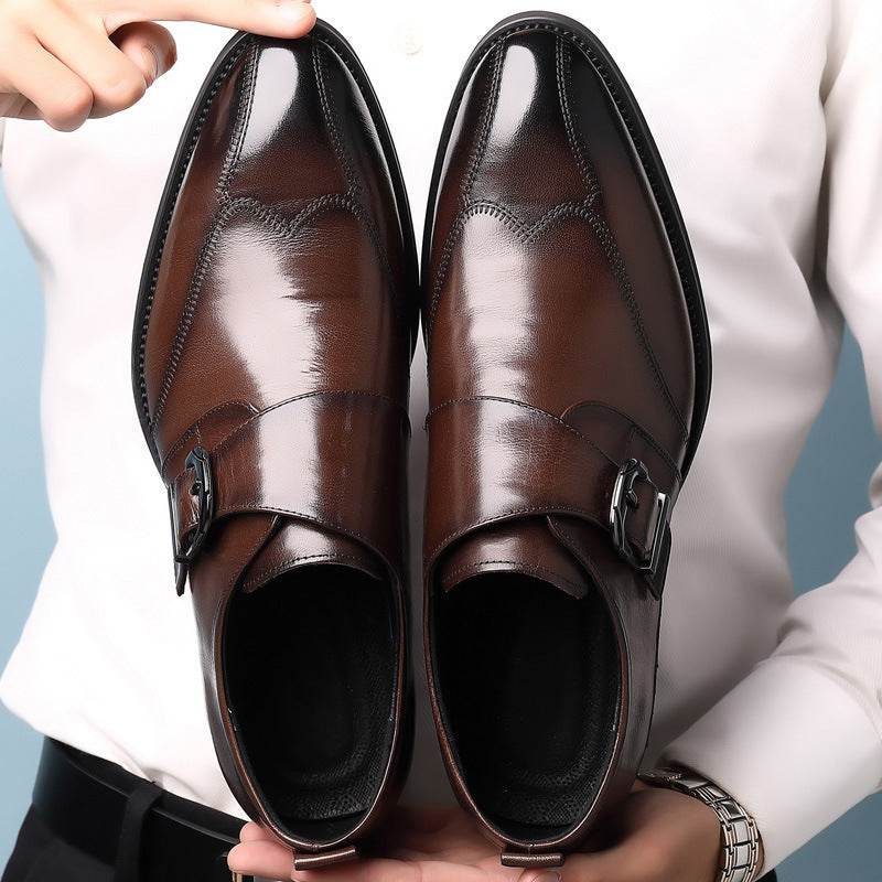Casual Men's Buckle Color-changing Embroidered Leather Shoes - MYLUXURY LANE ENTERPRISE