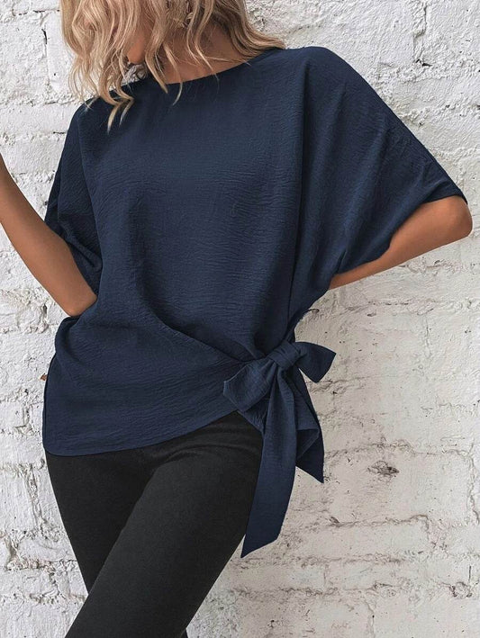 Women's Solid Color Batwing Sleeve Loose Top - MYLUXURY LANE ENTERPRISE
