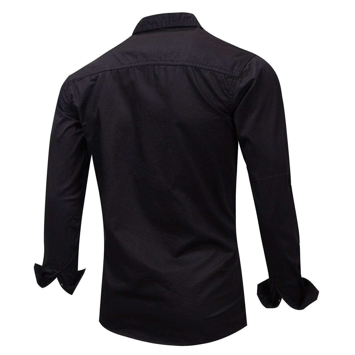 Men's Long Sleeve Lapel Casual Pocket Military Shirt - MYLUXURY LANE ENTERPRISE