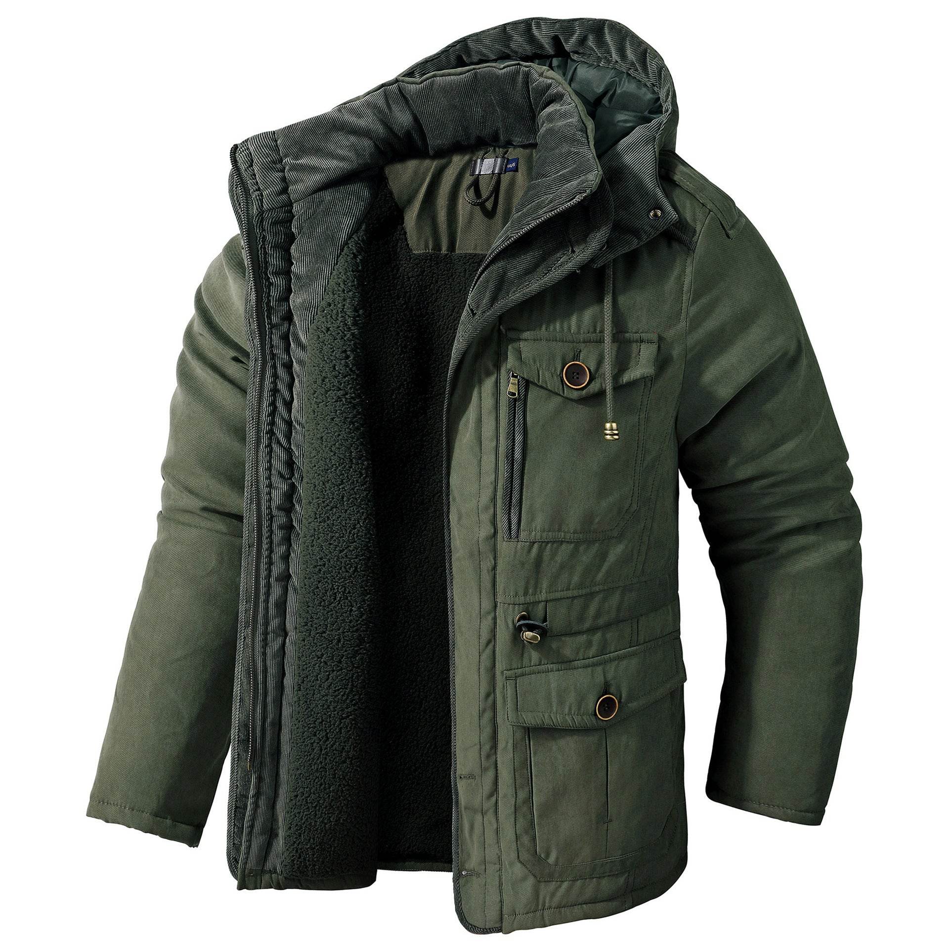 Men's Plus Size Lambswool Hooded Cotton Jacket - MYLUXURY LANE ENTERPRISE