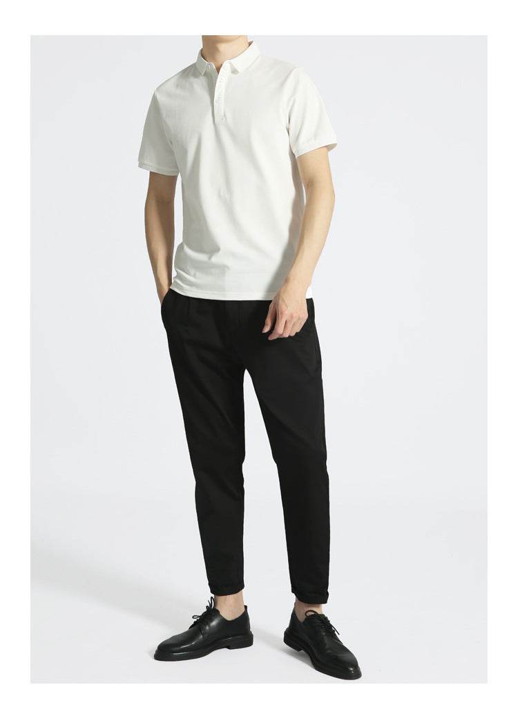 Solid Color Men's Business Short Sleeve Lapel T-shirt - MYLUXURY LANE ENTERPRISE