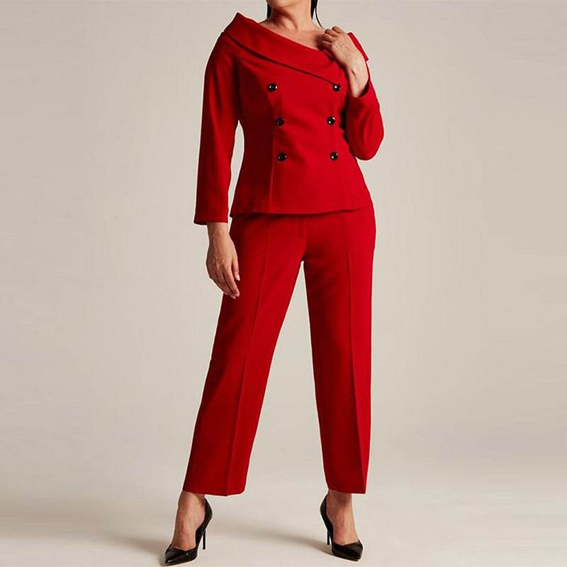 Off-the-shoulder Top Temperament Straight-leg Pants Suit - MYLUXURY LANE ENTERPRISE