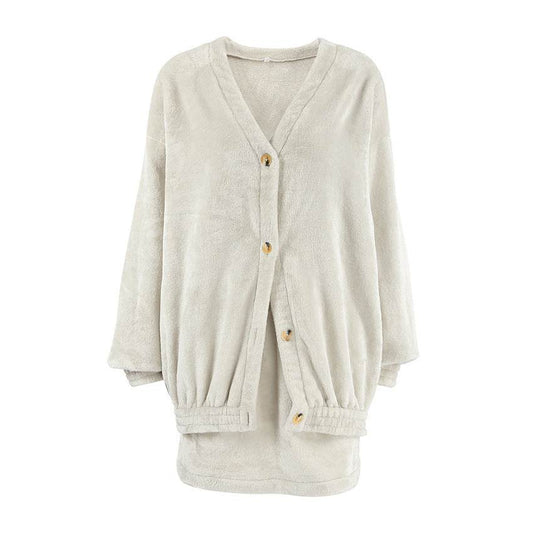 Polar Fleece Cardigan Short Skirt Two-piece Fashion Khaki Warm Lamb Wool Women's Clothing - MYLUXURY LANE ENTERPRISE