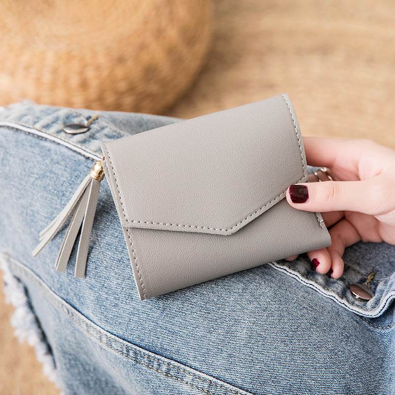 Short Women's Korean-style Tassel Small Wallet Simple Square Women's Coin Purse - MYLUXURY LANE ENTERPRISE
