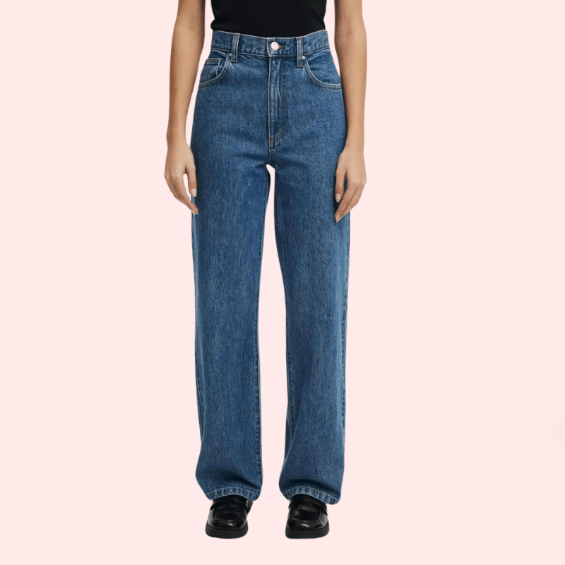 Smokey Blue Denim Loose Fit Straight Jeans for Women - MYLUXURY LANE ENTERPRISE