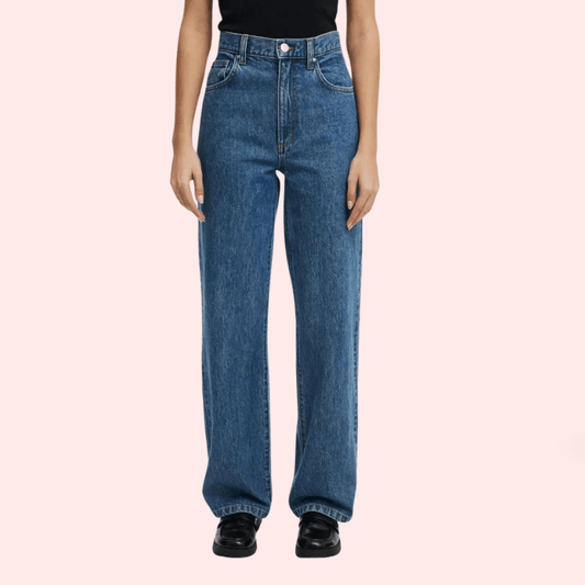 Smokey Blue Denim Loose Fit Straight Jeans for Women - MYLUXURY LANE ENTERPRISE