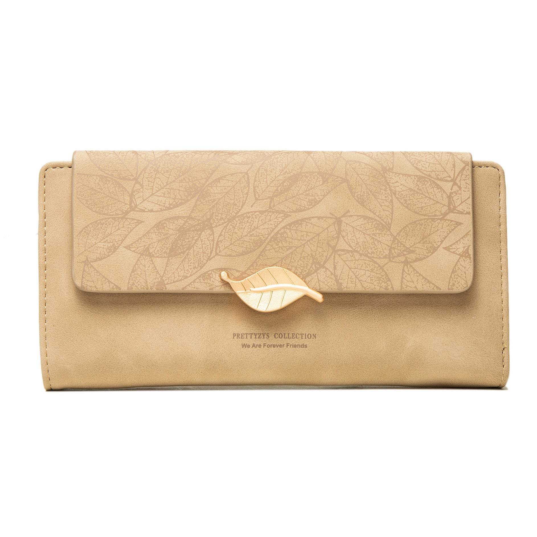 European And American Antique Frosted Leaf Buckle Long Handbag - MYLUXURY LANE ENTERPRISE