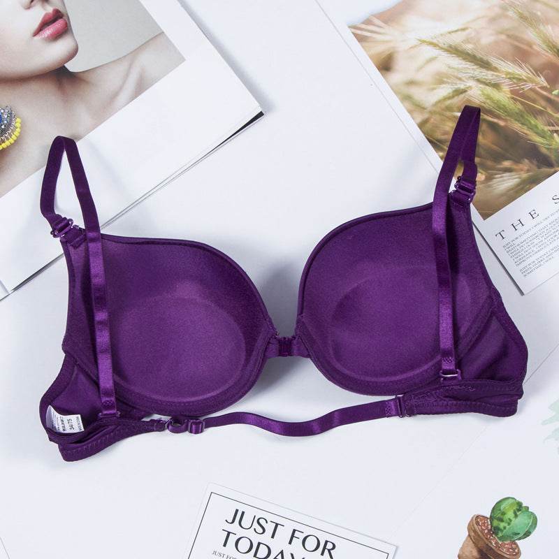 Women's Big Cup Bra Simple Push Up Concentrated Glossy Buckled Front And Shaped Back - MYLUXURY LANE ENTERPRISE