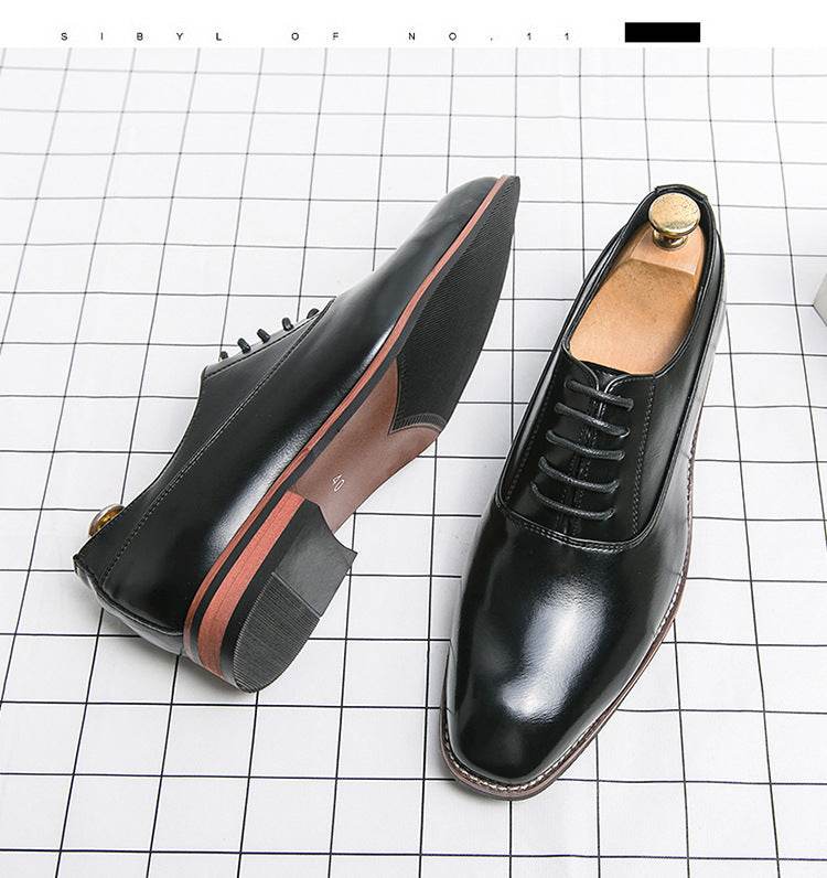 Men's Formal Leather Lace-up Rubber Sole Business Men's Shoes Gentleman - MYLUXURY LANE ENTERPRISE