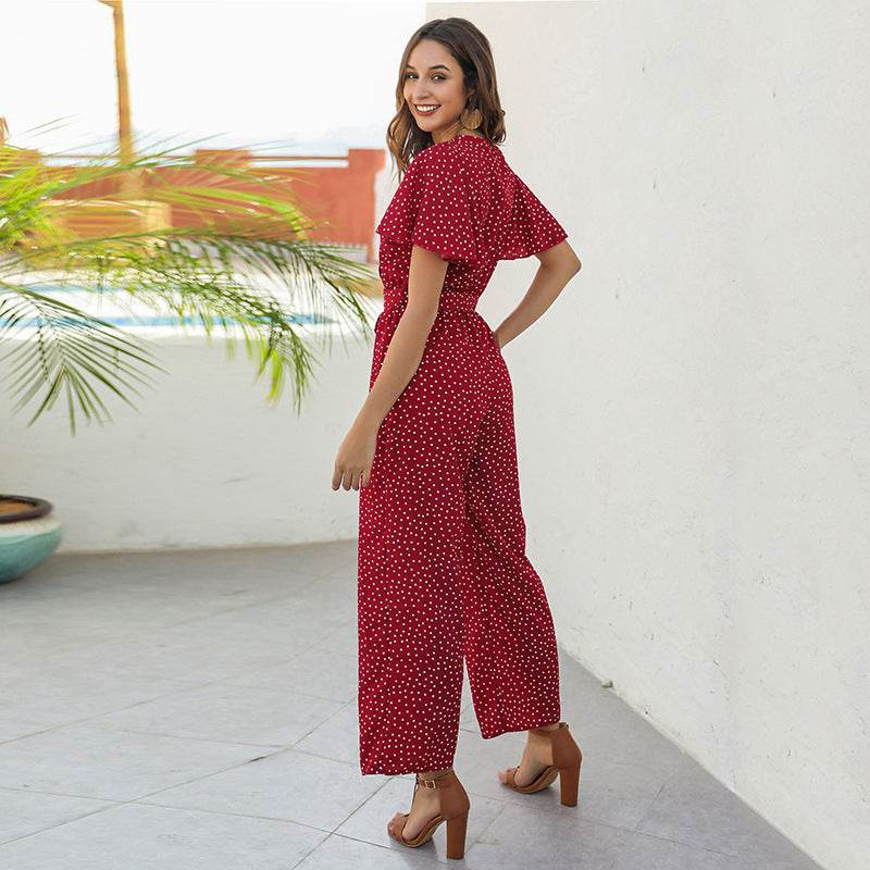 High-waist Lace-up Polka-dot Print Fashion Trousers - MYLUXURY LANE ENTERPRISE