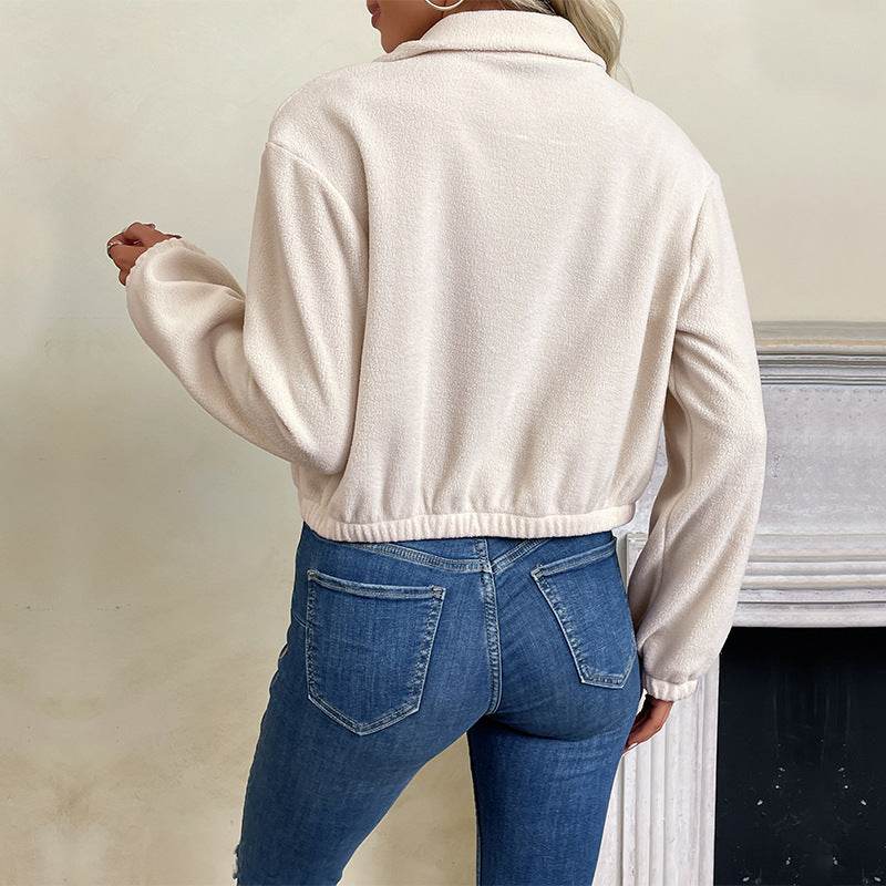 Solid Color Polar Fleece Jacket Women - MYLUXURY LANE ENTERPRISE