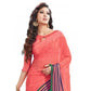Generic Womens Geogrette Saree with Blouse Digital Printed Saree (Peach, 6.25 Mtr) - MYLUXURY LANE ENTERPRISE
