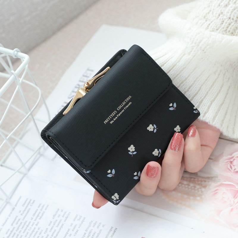Fashion Women's PU Printed Tri-fold Clip Coin Purse - MYLUXURY LANE ENTERPRISE
