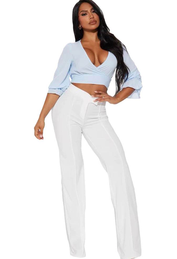 New Women's Clothing Hot Girl Temperament Slimming White High-waist Straight-leg Pants - MYLUXURY LANE ENTERPRISE