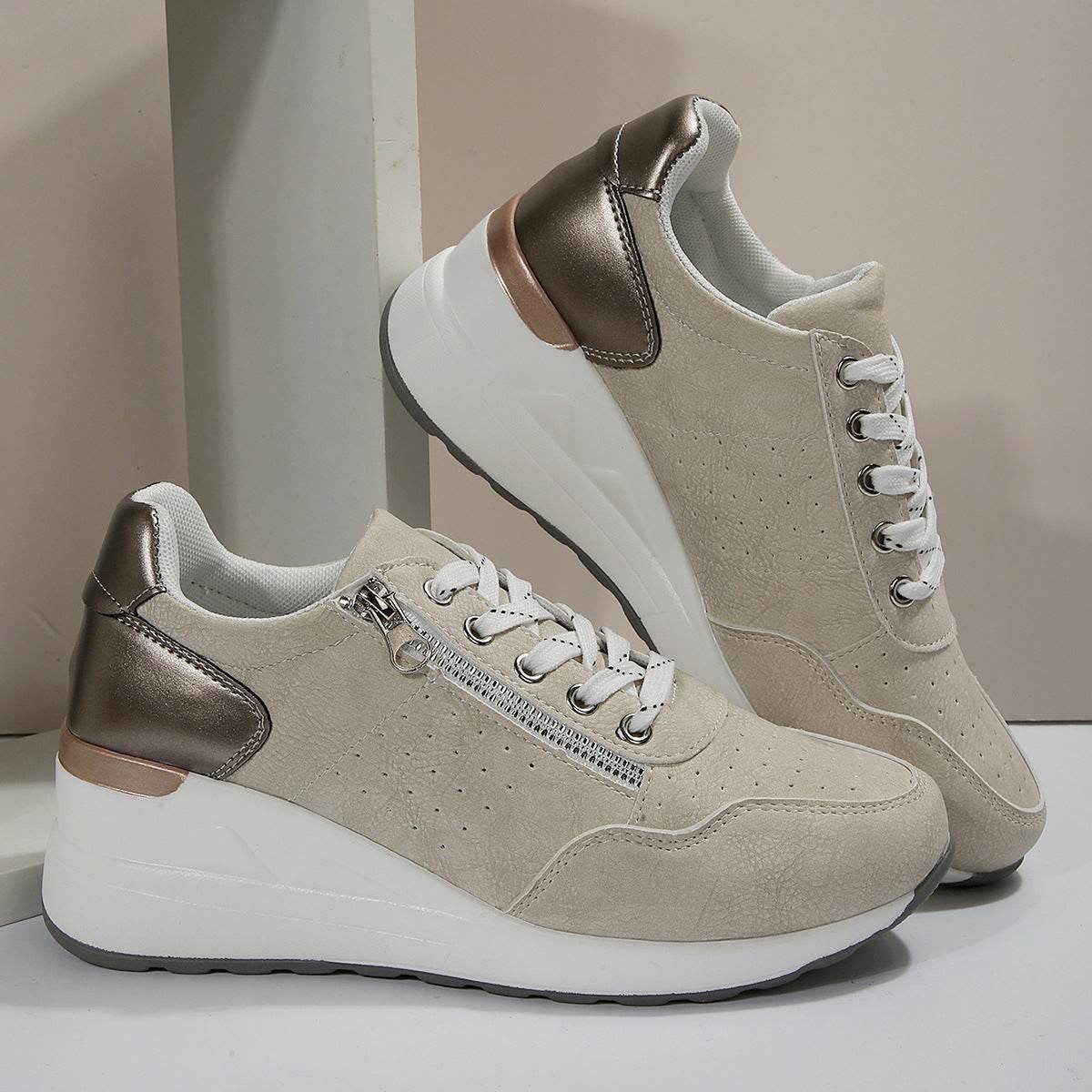 Fashion Lace-up Sneakers Women Cozy Tinck-soled Sports Shoes - MYLUXURY LANE ENTERPRISE